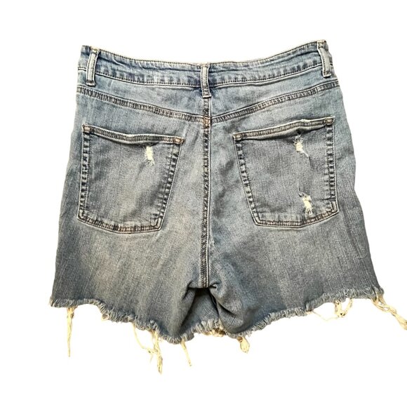 No Boundaries Junior Jeans Shorts Distressed High Rise (Sz13 W28) - Picture 6 of 8